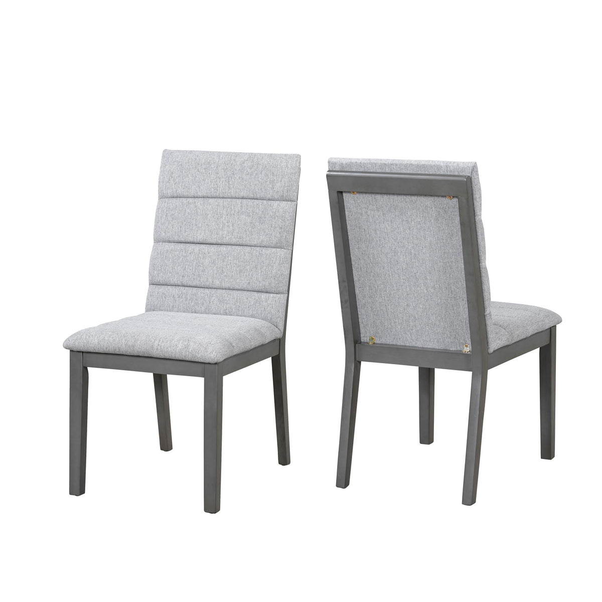 Tufted Upholstery Modern Dining Chairs (Set of 2) Sleek Comfort With Rubber Wood Frame - Gray / Oak