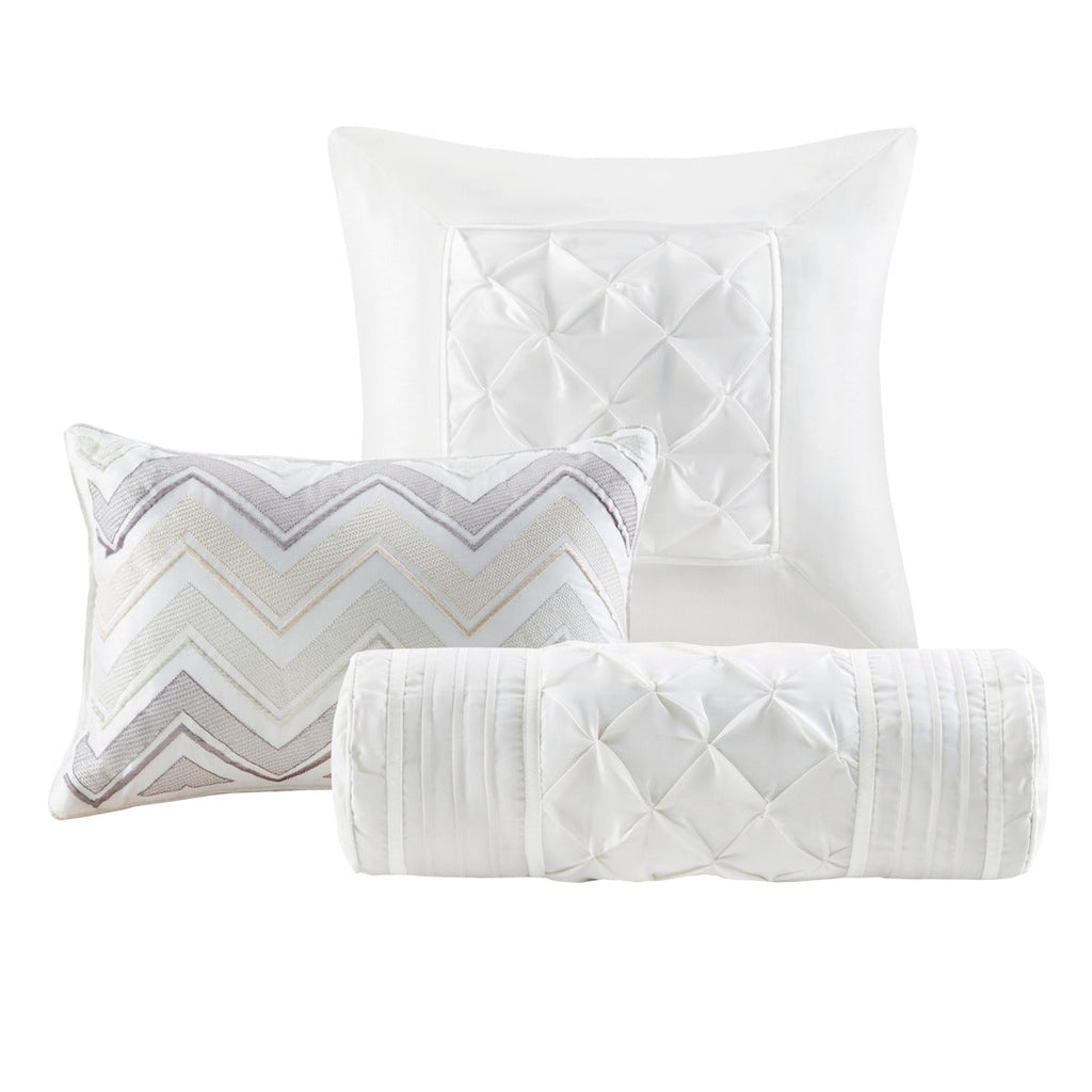 7 Piece Tufted Comforter Set White