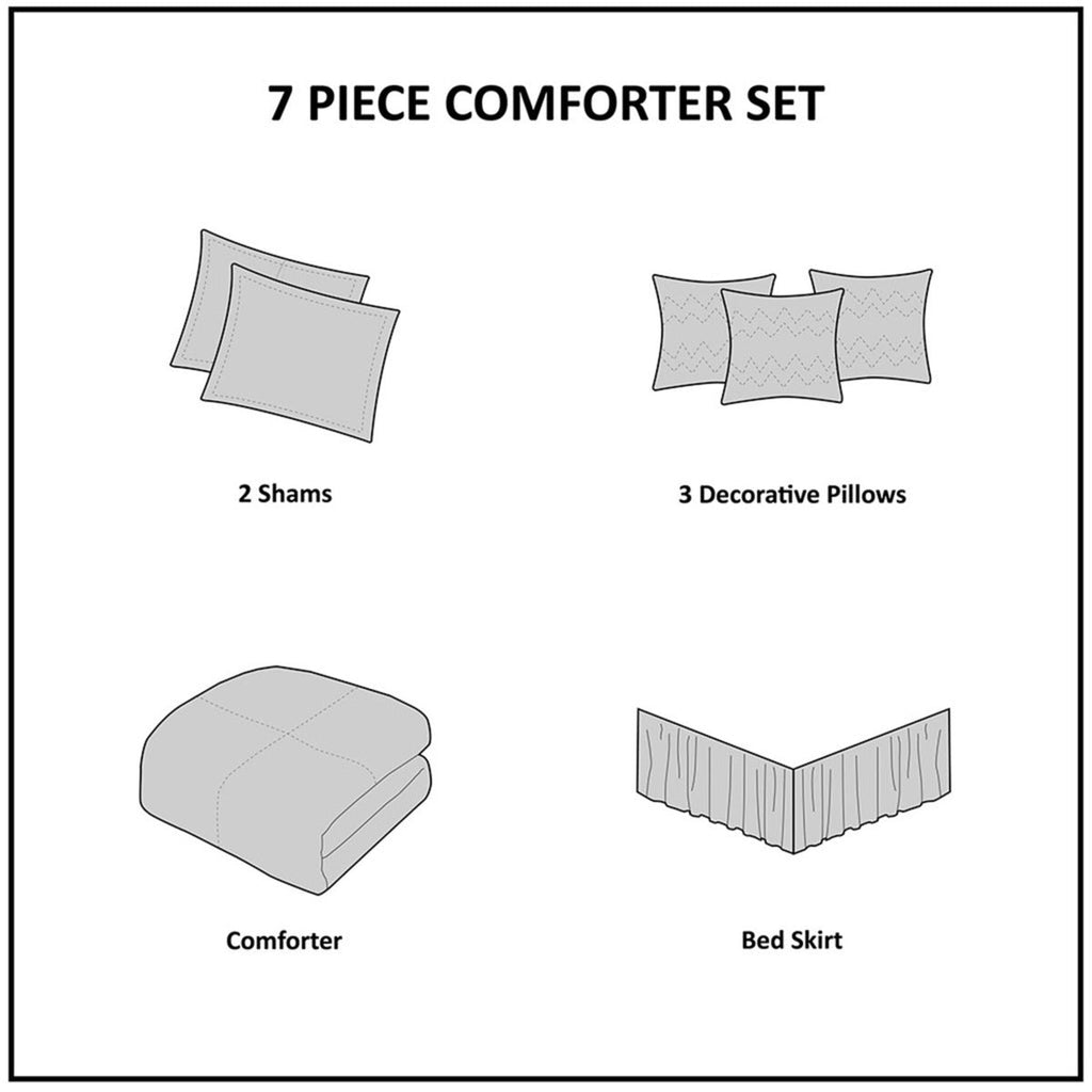 7 Pc Pieced Faux Suede Comforter Set Black Queen