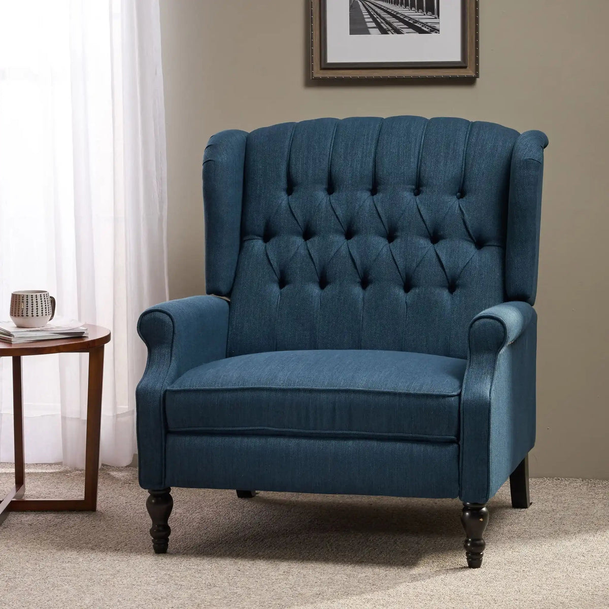 Dunham Contemporary Fabric Tufted Oversized Pushback Recliner