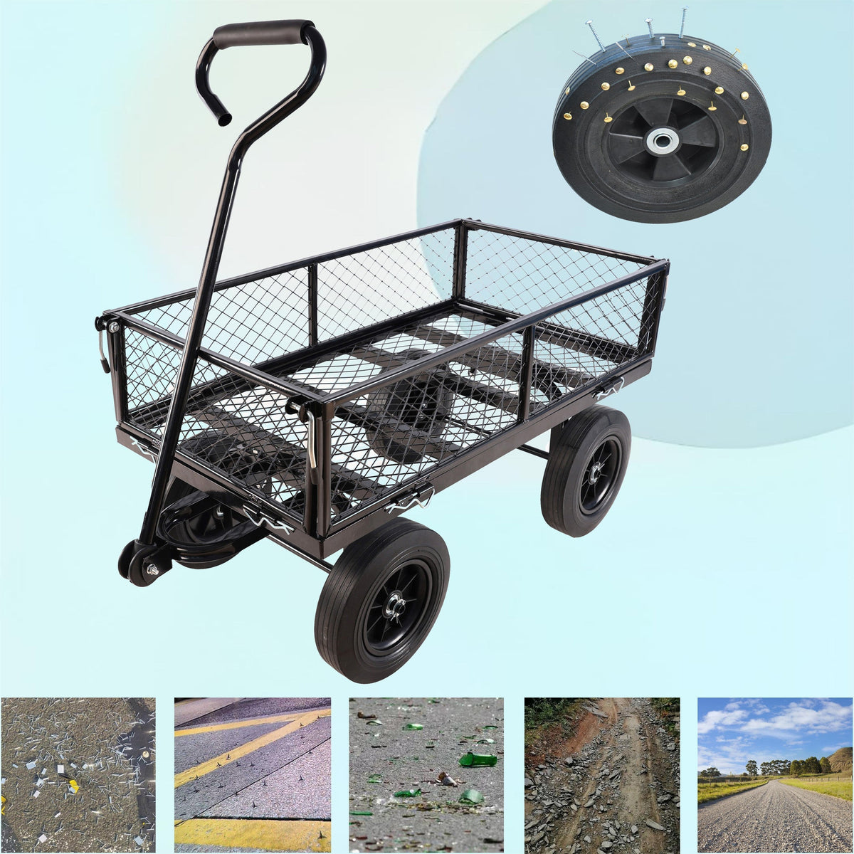 Solid Wheels Garden Cart Wagon