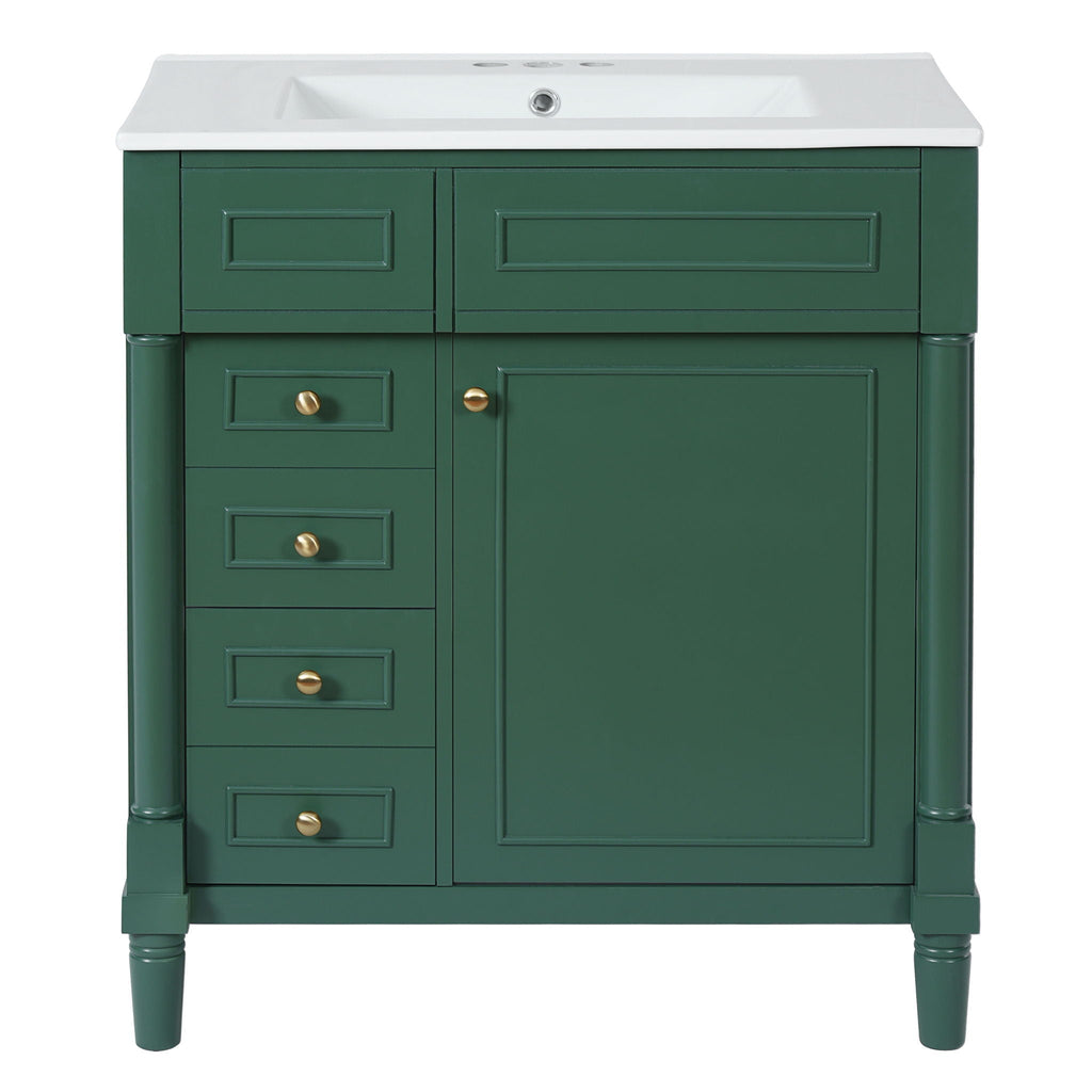 Bathroom Vanity With Sink, Freestanding Storage Cabinet & 2 Drawers And Soft Closing Door, Solid Legs, Frame, Basin,