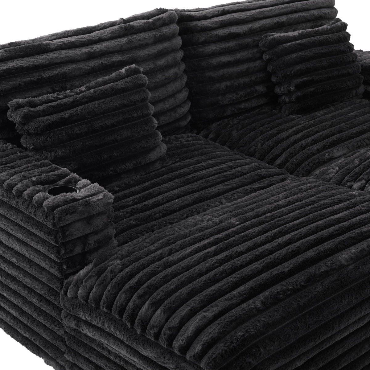 Oversized Double Chaise Lounge Sofa Bed With USB Ports And Cup Holders