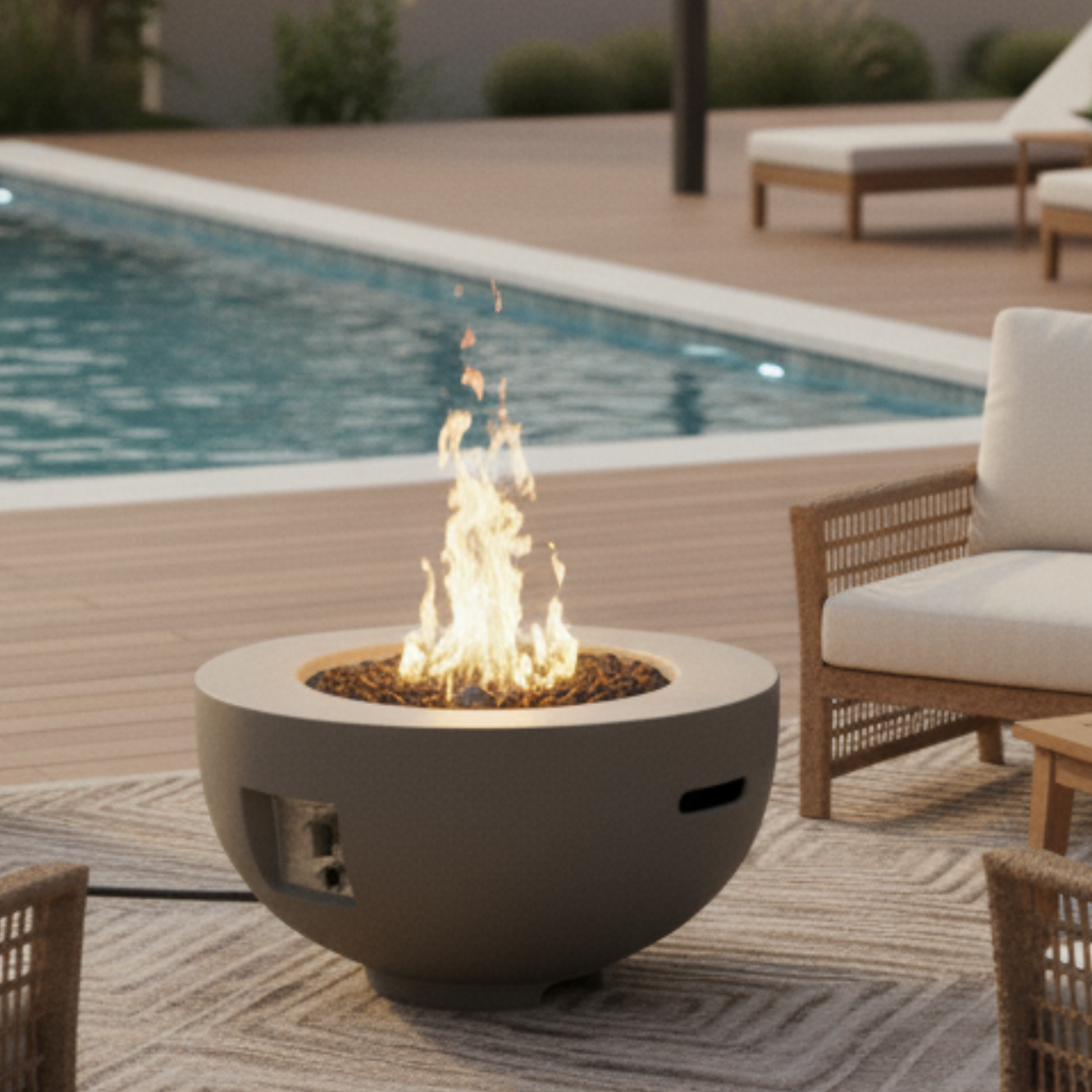 Outdoor Round Propane Fire Pit Table 28-inch, 40,000 BTU