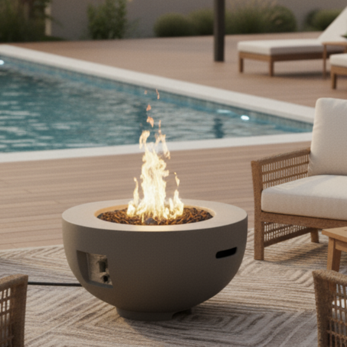 Outdoor Round Propane Fire Pit Table 28-inch, 40,000 BTU