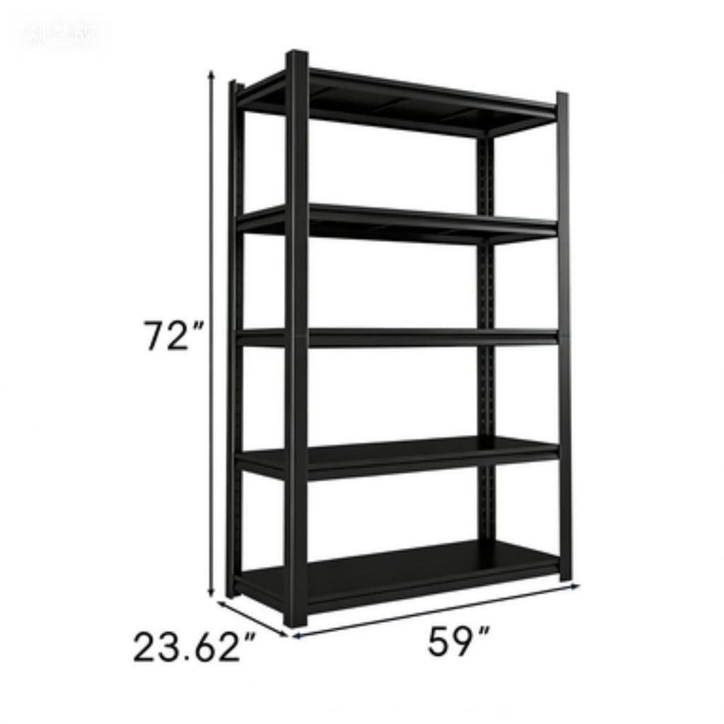 Shelves With 5 Removable Dividers, Durable For Garage - Black
