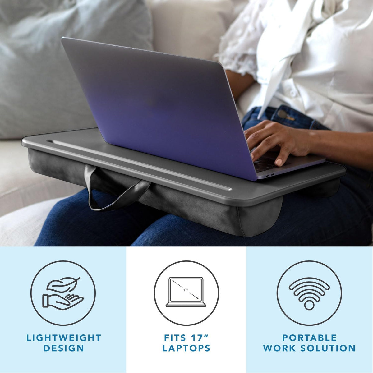 Original Lap Desk – Fits up to 17” Laptops – Charcoal – Style No.