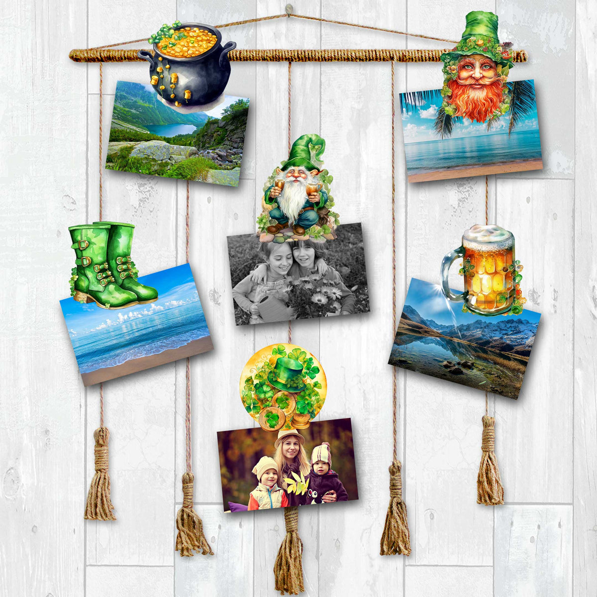 St. Patrick Day Clip-On Eco Wood Decorative Ornaments Set of 6 by G. Debrekht - St. Patrick Day Decor - 8090058C-S6