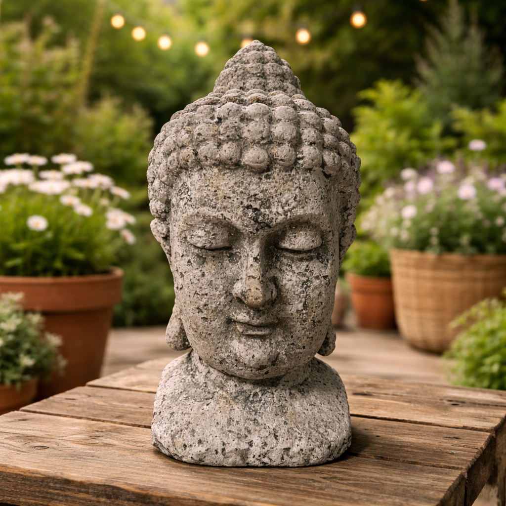 Cement Buddha Head Statue