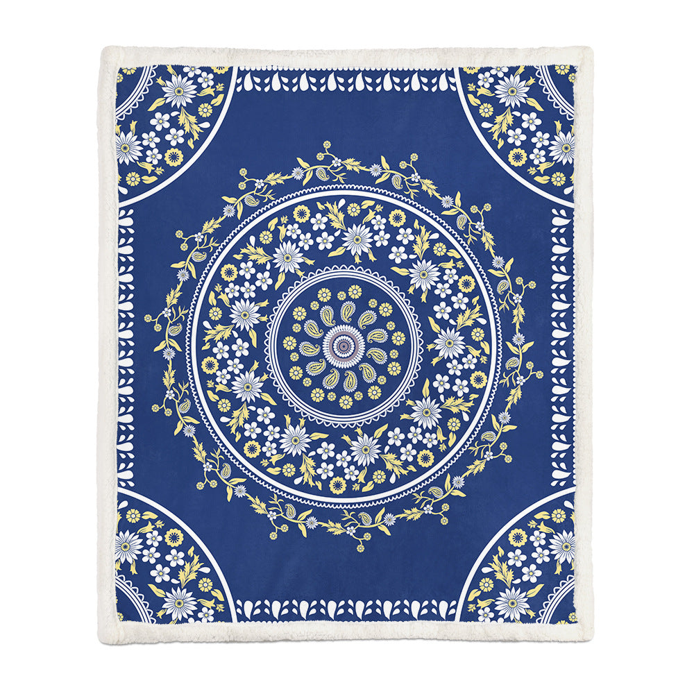 Chinese Floral Flannel Blanket – Soft Printed Throw in Multiple Sizes