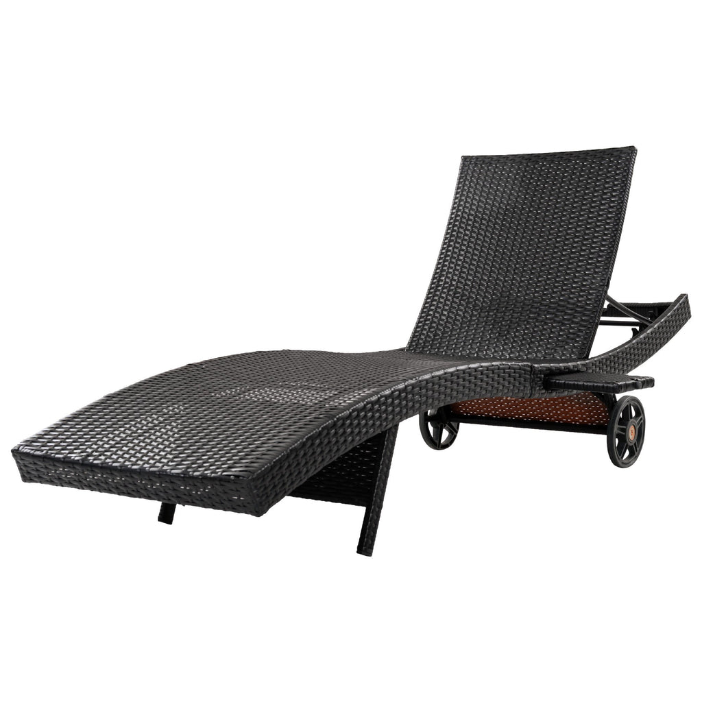 K&K 80'' Patio Wicker Chaise Lounge Chairs Set of 2