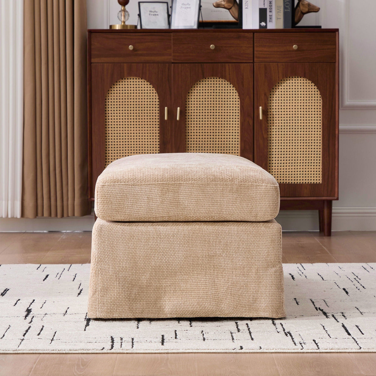 Ottoman Foot Stool With Metal Legs