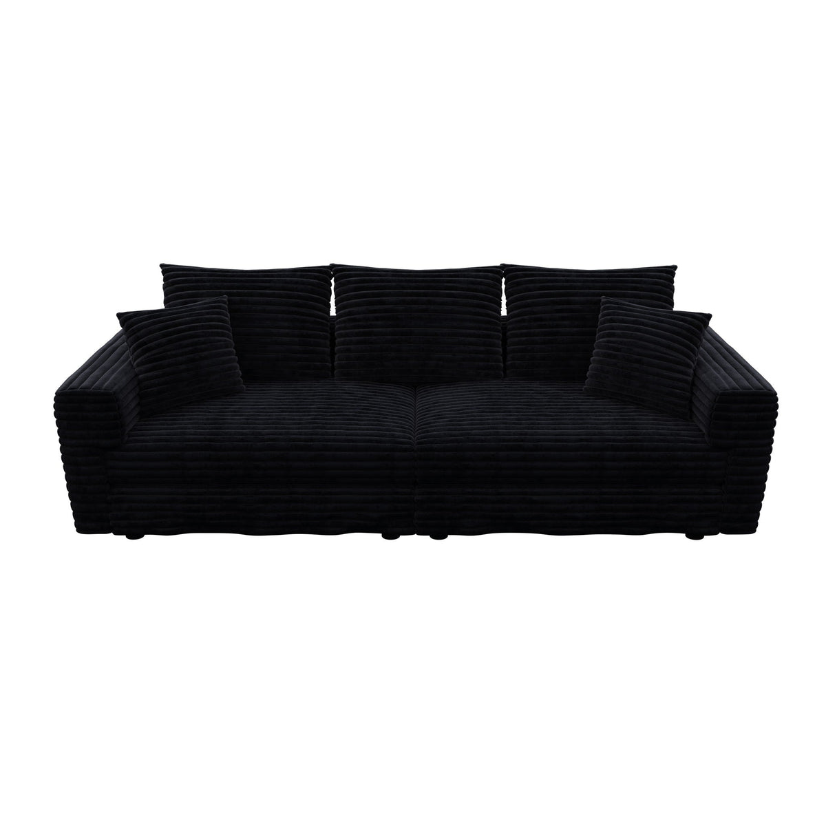 Deep Seat Convertible Sofa With Soft Pillows And Ottomans