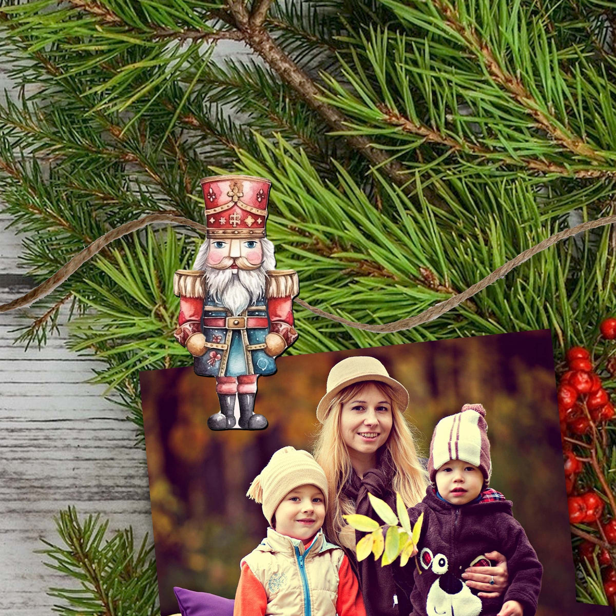 Nutcrackers Clip-On Eco Wood Decorative Ornaments Set of 6 by G. Debrekht - Christmas Decor - 8090008C-S6