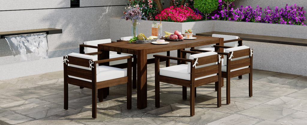 TREXM 7-Piece Patio Dining Table Set for 6