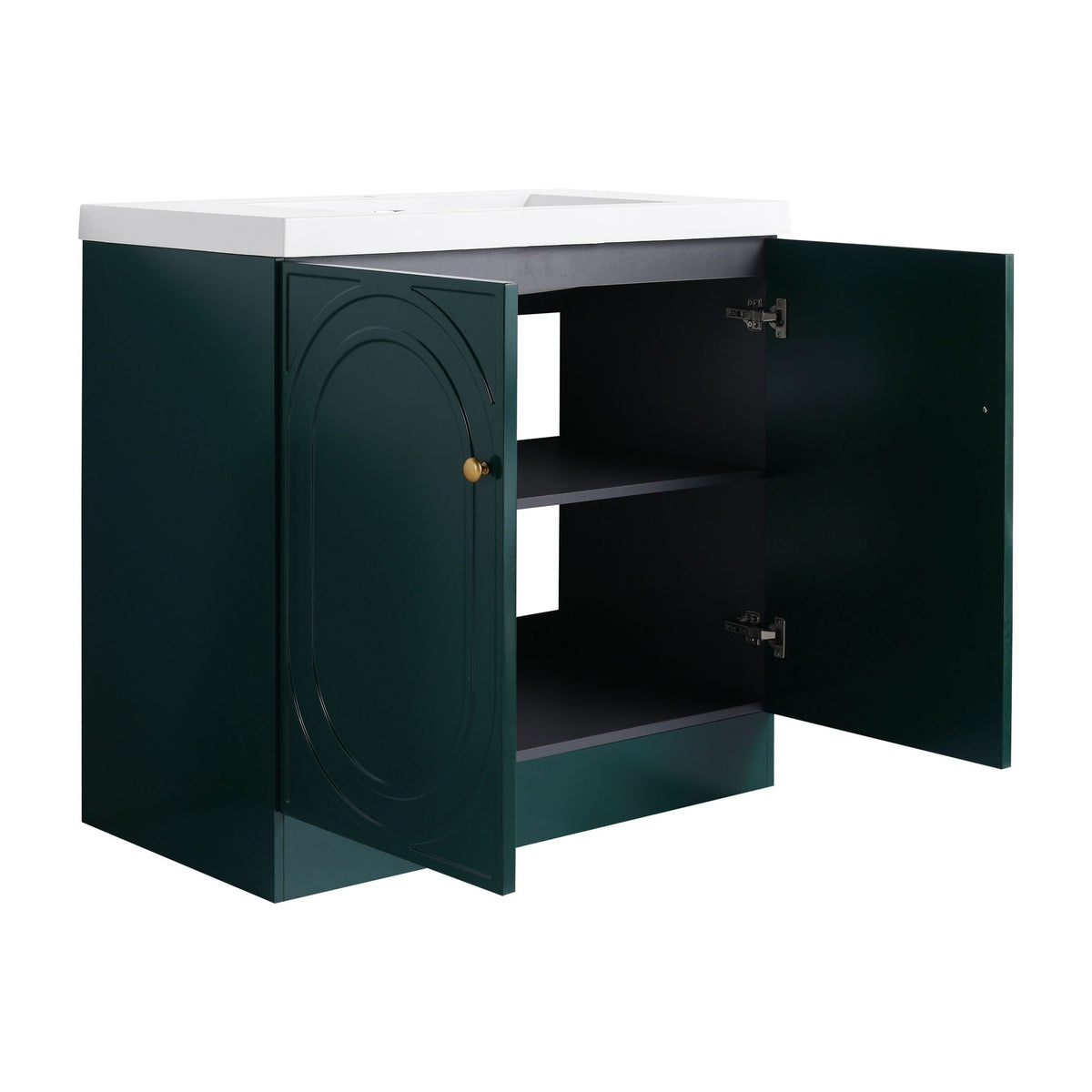 Contemporary Freestanding Bathroom Vanity With Resin Sink & Soft-Close Cabinet Doors