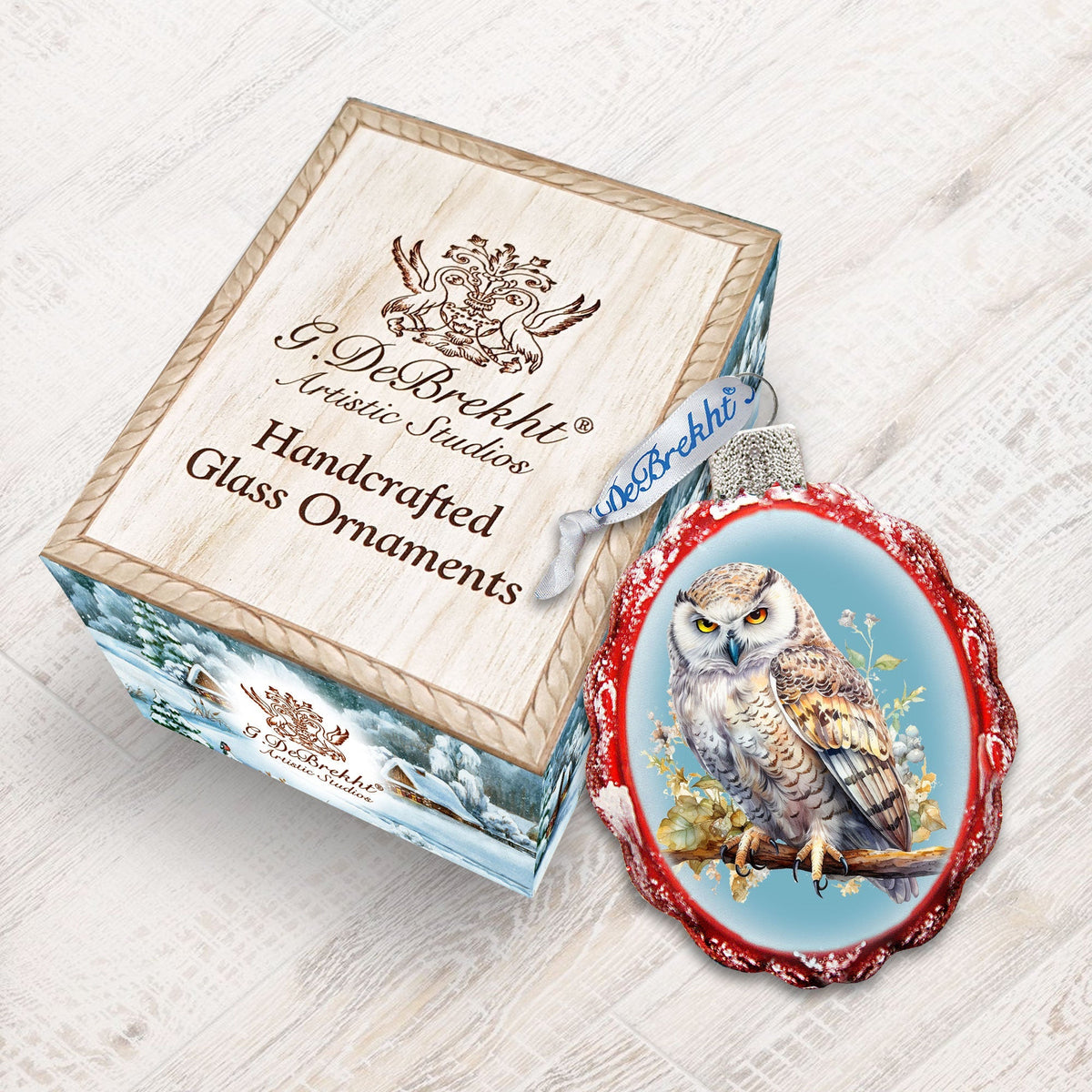 White Owl Mercury Glass Ornaments by G. Debrekht - Wildlife Holiday Decor - 776002