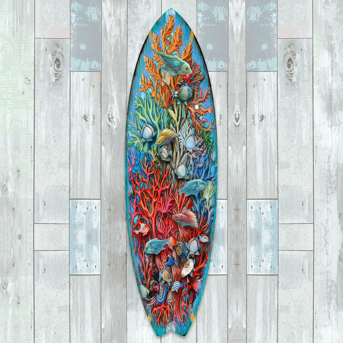 Surfboard Coastal Wall Art - Underwater Life Wall Art by G. DeBrekht - Coastal Holiday Decor - 8490135HS