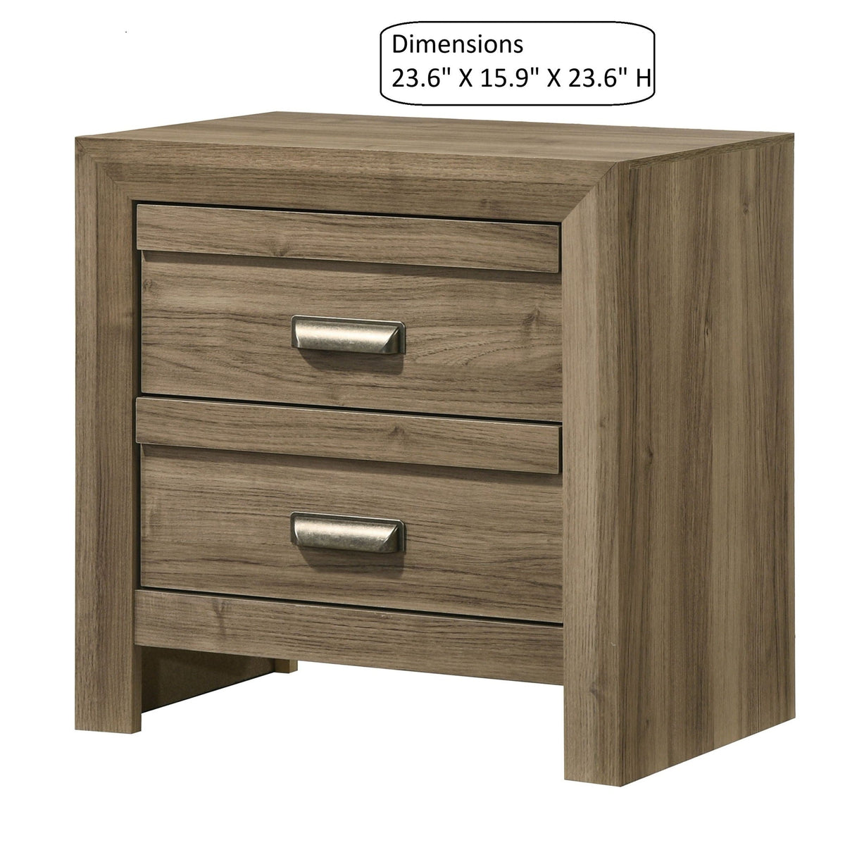 2 Drawer Nightstand With Pulls, Bedroom Furniture - Light Brown