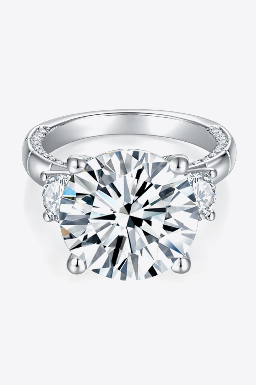 8.6 Carat Brilliant Round Cut Sparkala™ 3 stone Ring (Platinum Over Pure Sterling Silver)
