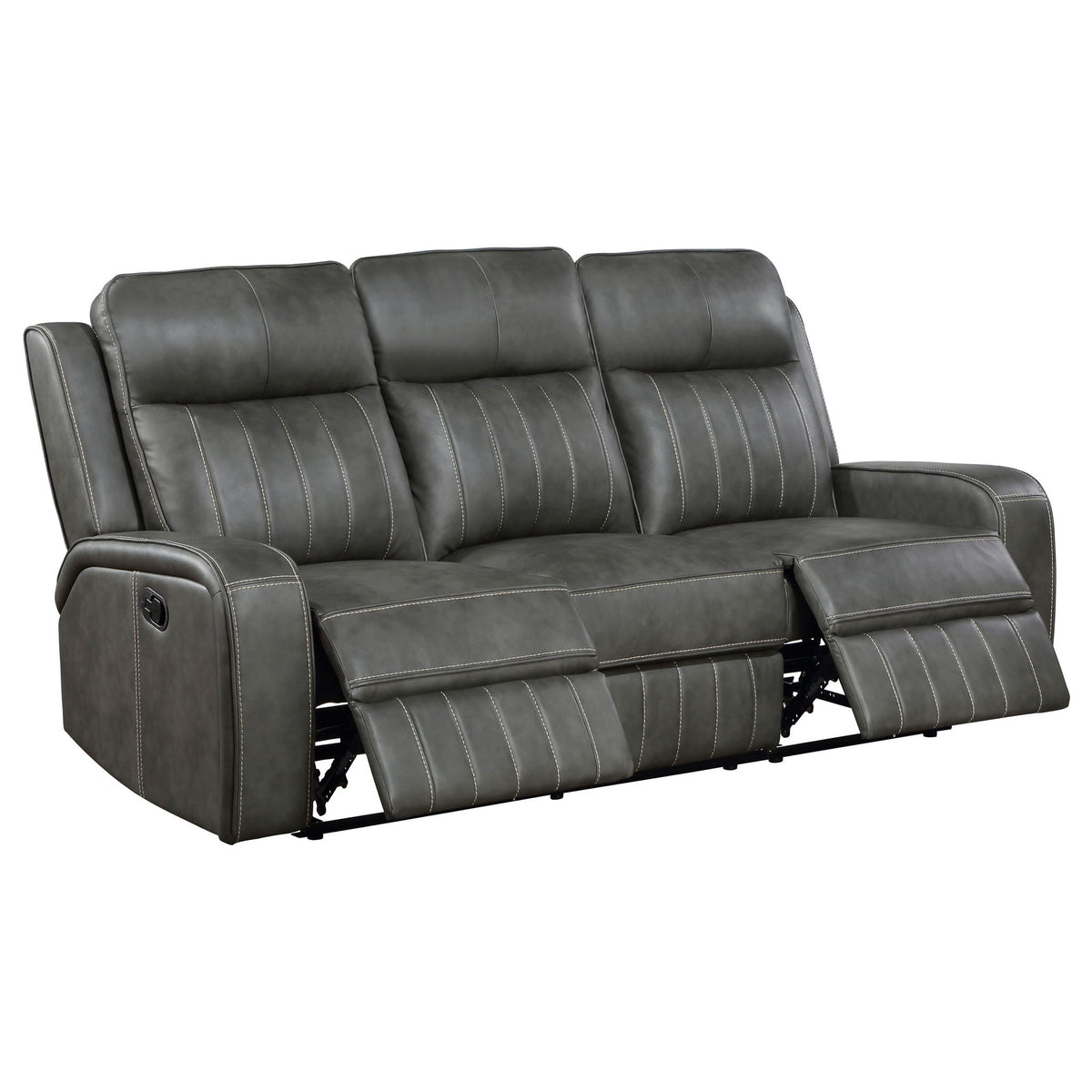 Forrest - Motion Reclining Sofa Comfort With Elegant Tufting And Wide Track Arms - Gray