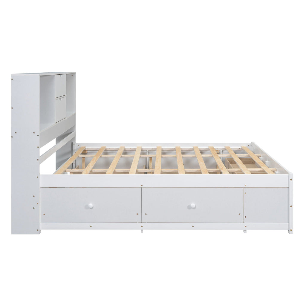 Platform Bed With Storage Headboard And 8 Drawers