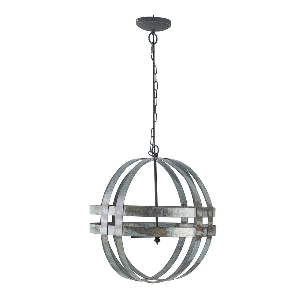 4 Light Galvanized Chandelier, Hanging Light Fixture With Adjustable Chain For Kitchen, Bulb Not Included - Gray