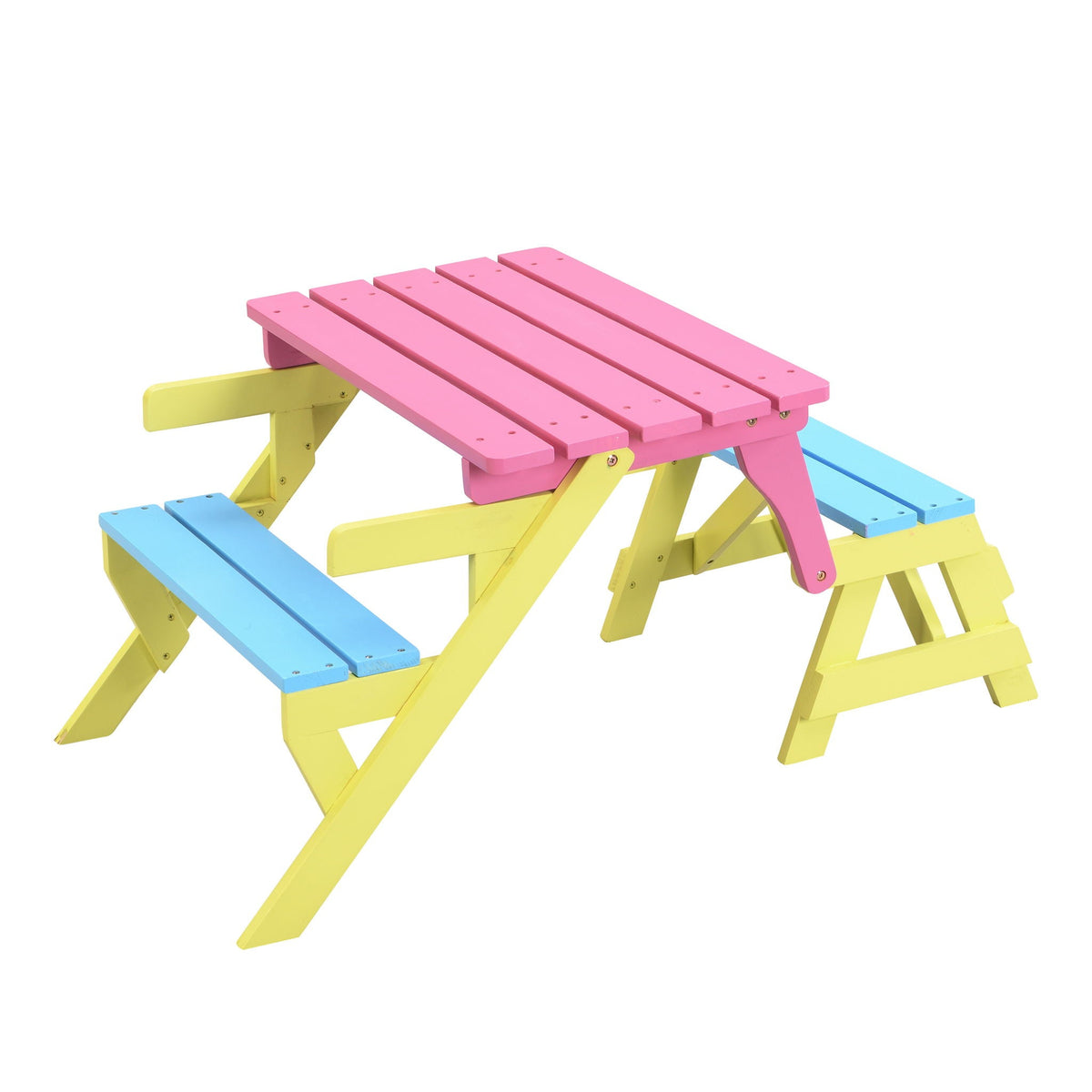 Kids Multi-Functional Arm Chair, Table With 2 Benches All-In-One Set