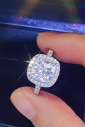 3 Carat Cushion-Cut Sparkala™ Platinum Over Pure Sterling Silver Square Ring
