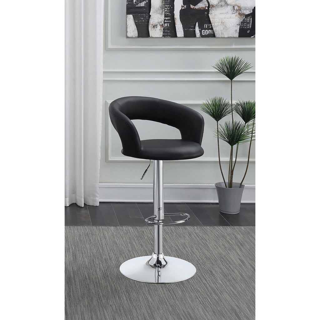 Bar Stool With Seat, 360 Degree Swivel, Height Adjustable Design - Black