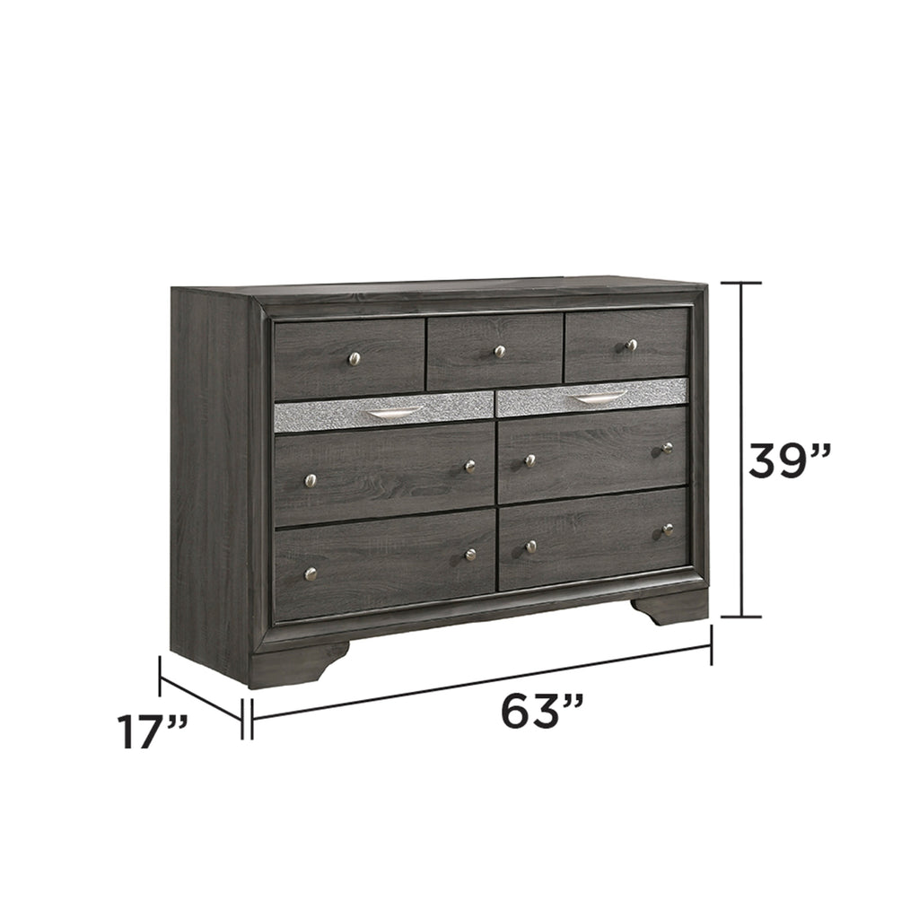 Traditional Queen 5 Piece Storage Bedroom Set in Gray Wood