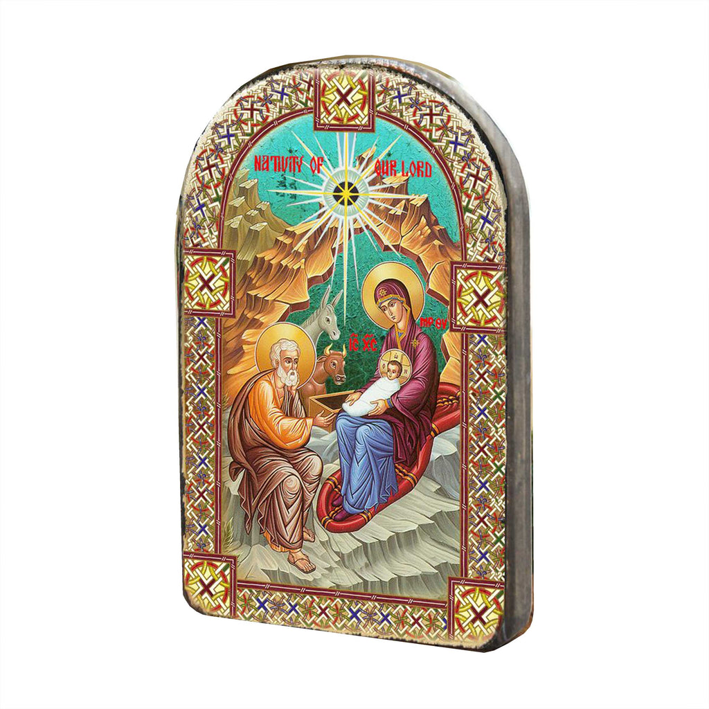 Orthodox Nativity Wooden Gold Plated Religious Christian Sacred Icon - Inspirational Icon Decor - 86052