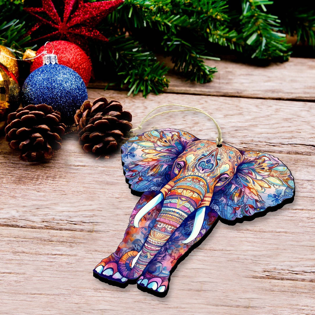 Elephants Decorative Eco Wood Ornaments Set of 3 by G. Debrekht - Wildlife Decor - 8091036-S3