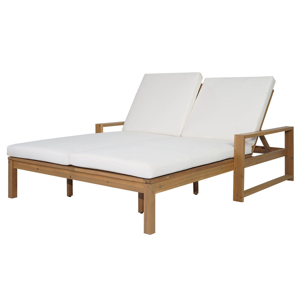 TREXM Outdoor Double Lounge Chair with 5-Position Adjustable Backrest