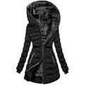 Women's Thick Cotton Coat With A Large Fur Collar