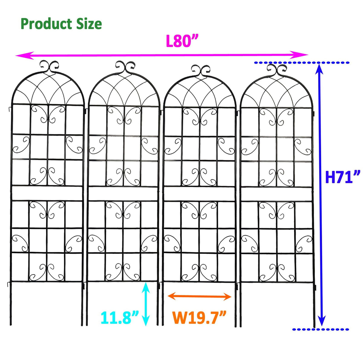Metal Garden Rustproof Trellis For Climbing Plants Outdoor Flower Support