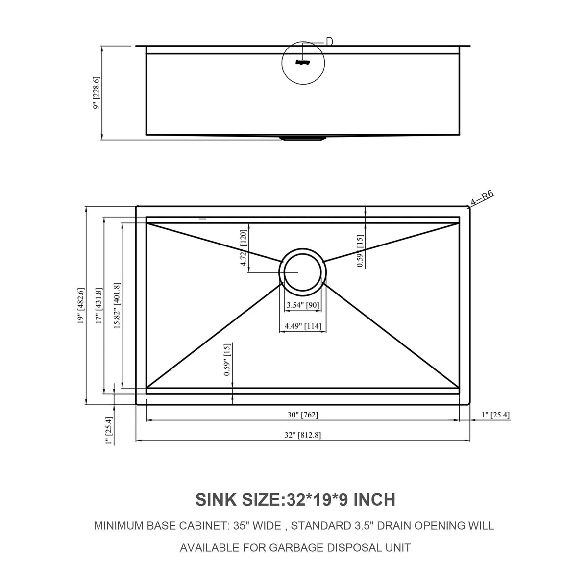 32" Undermount Kitchen Sink Brushed Nickel 16 Gauge Stainless Steel Single Bowl With Ledge Workstation, 32 X 19 X 9 Inch