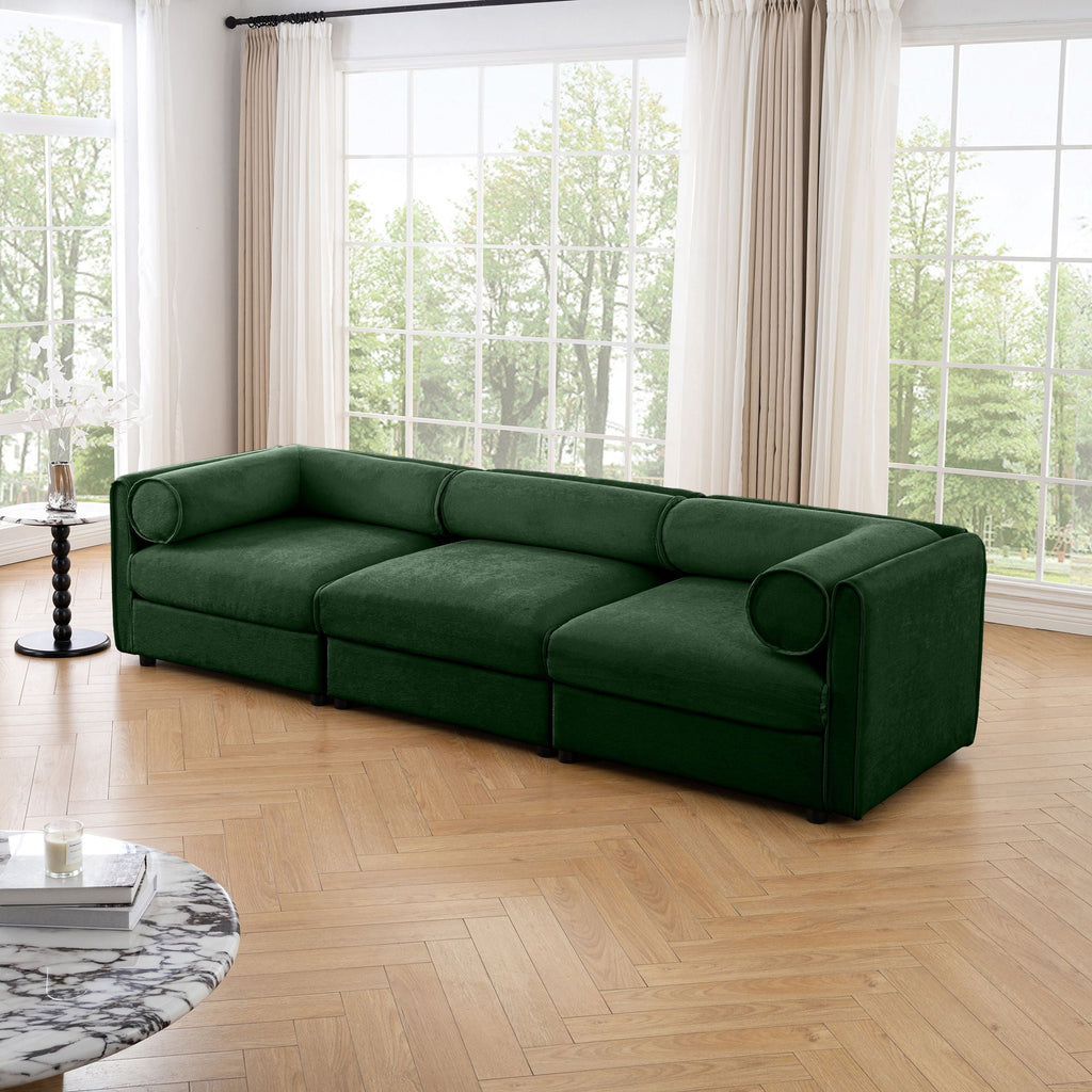 Stylish Sofa With Storage Seat And Cylindrical Backrest