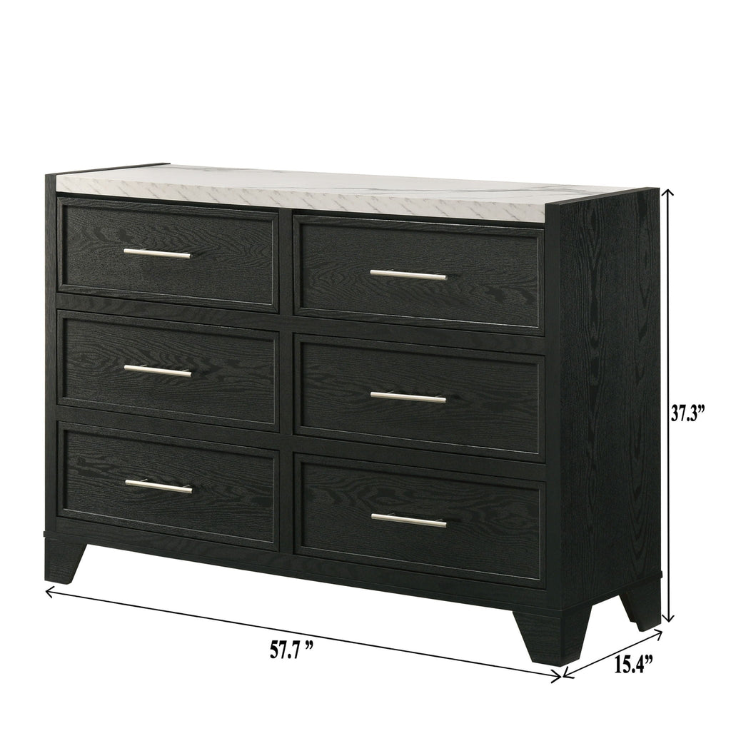 6 Drawers Dresser - Black / White