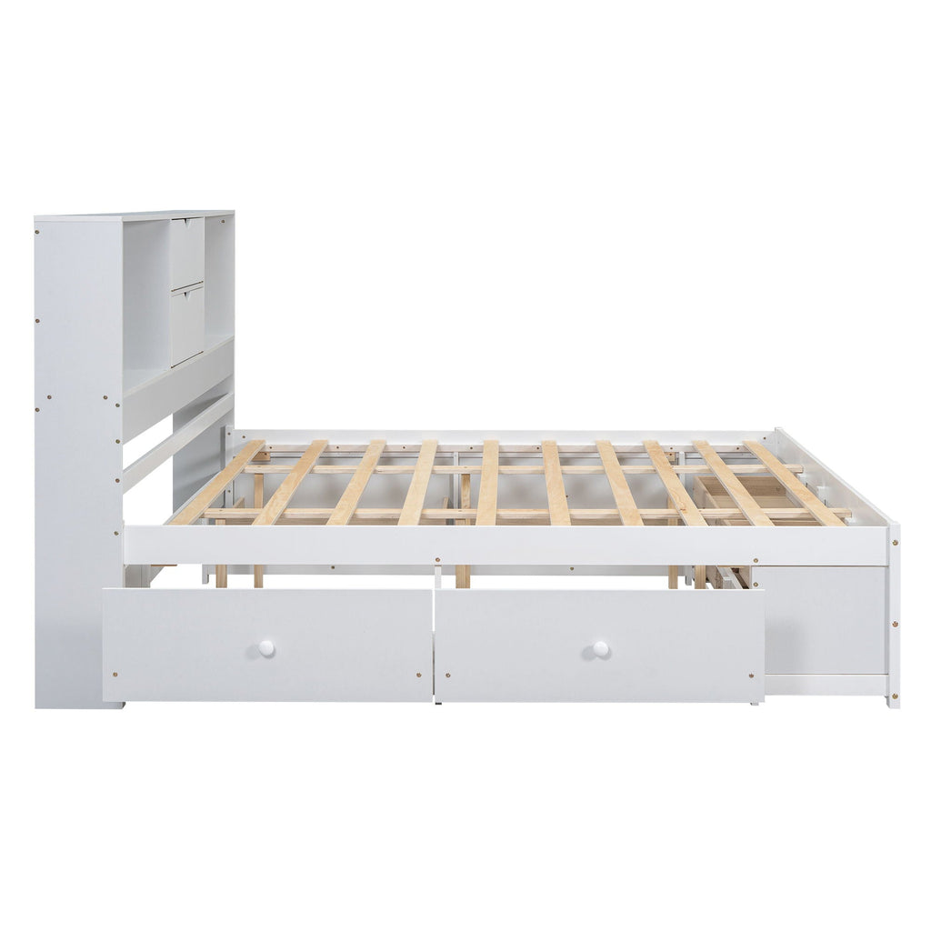 Platform Bed With Storage Headboard And 8 Drawers