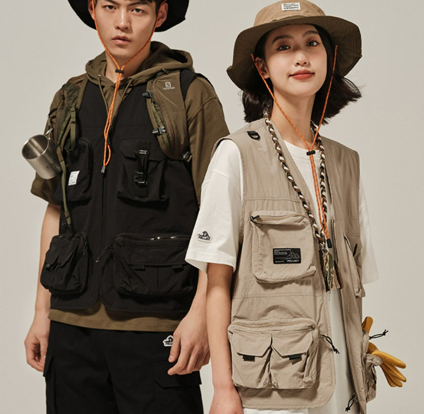 Boxi And Outdoor Functional Workwear Vest Men's And Women's Same Portable Loose Casual Jacket Camp Overalls