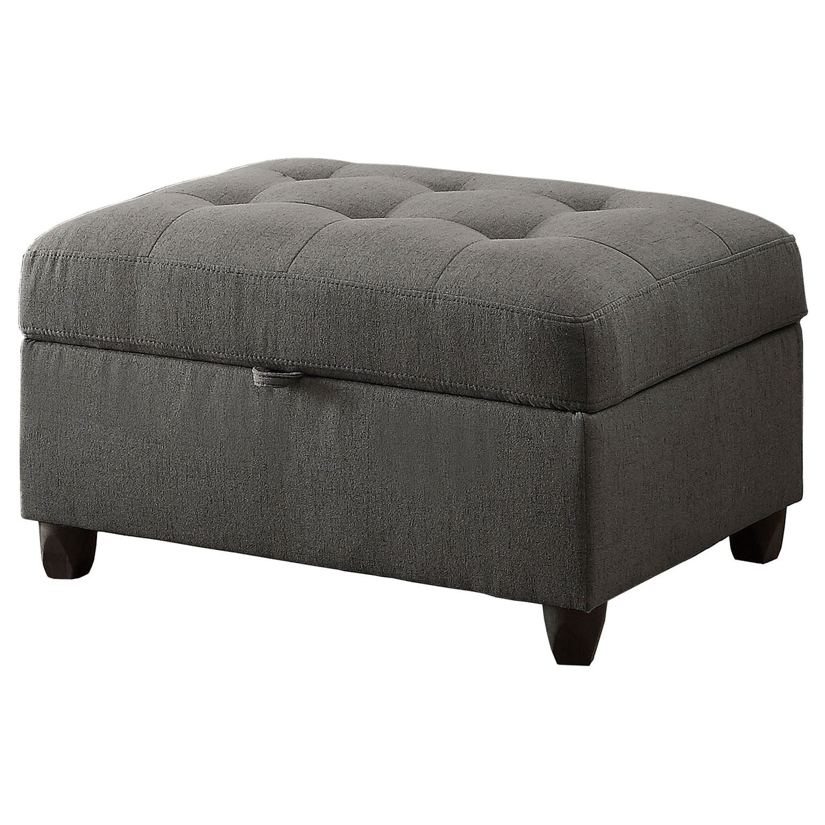 Storage Ottoman With Tufted Design - Gray