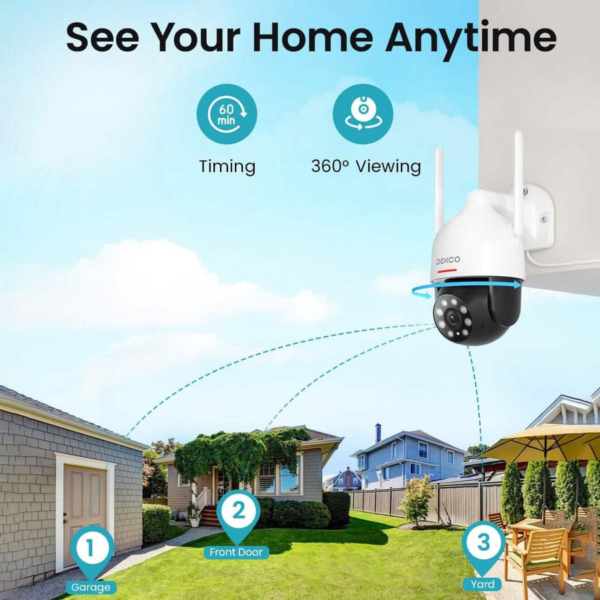 Dekco 2K WiFi Surveillance Security Camera (Refurbished)