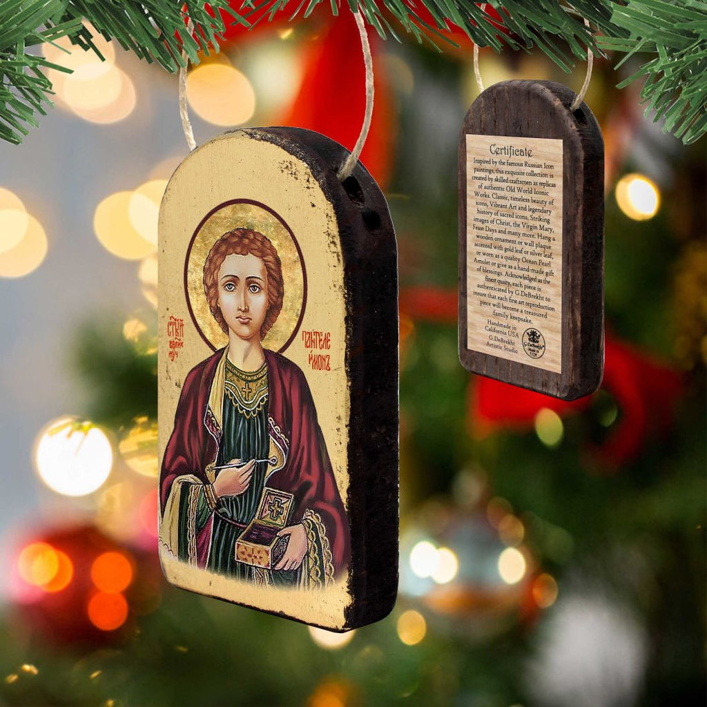 Saint Panteleimon Religious Orthodox Sacred Icon Ornament - Inspirational Icon Decor - 87023