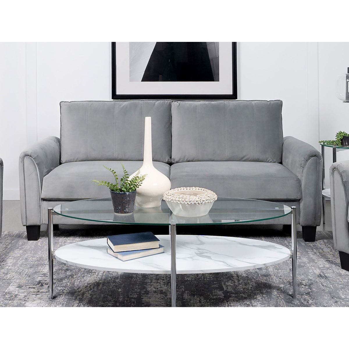 Dixon - Upholstered Sofa With Rounded Arms And Texture - Gray