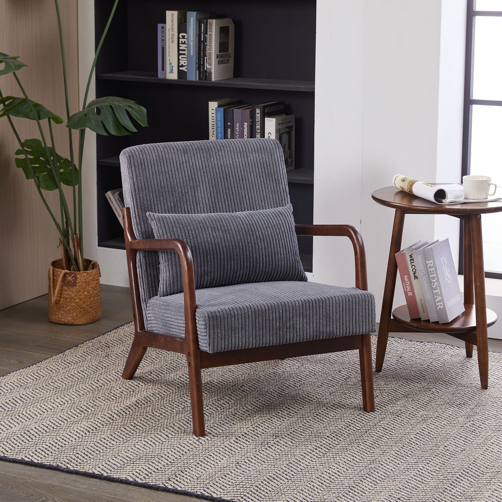 Accent Chair With Pillow And Wood Frame