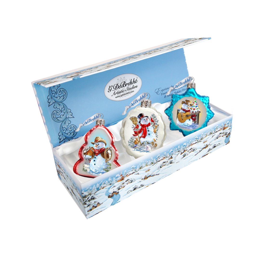 Snowy Mercury Glass Ornaments by G. DeBrekht - Coastal Holiday Decor - 770145S3-DG