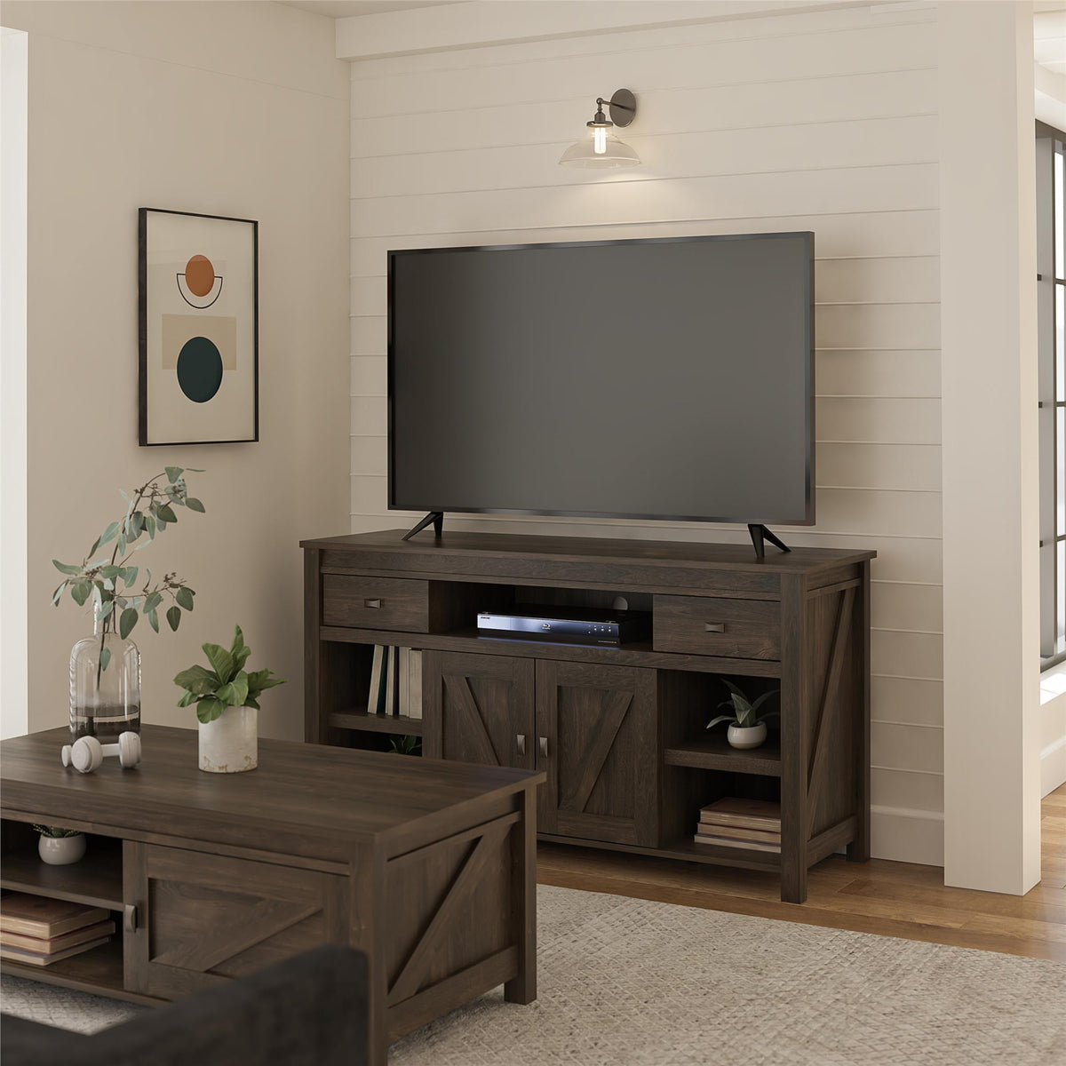 Farmington - TV Stand For TVs Up To 60" - Oak