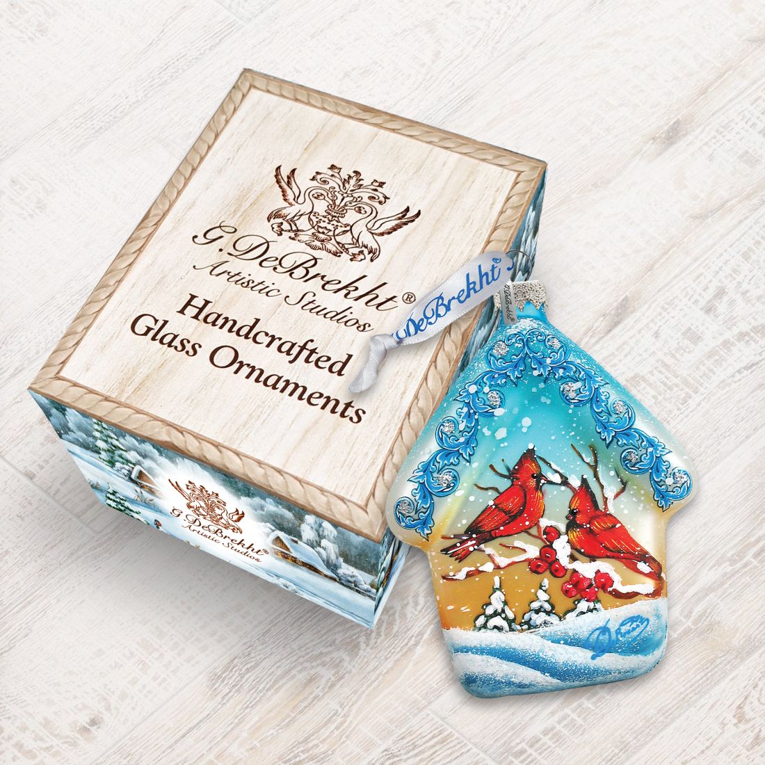 Cardinal House Mercury Glass Ornament by G. DeBrekht - Wildlife Holiday Decor - 739421