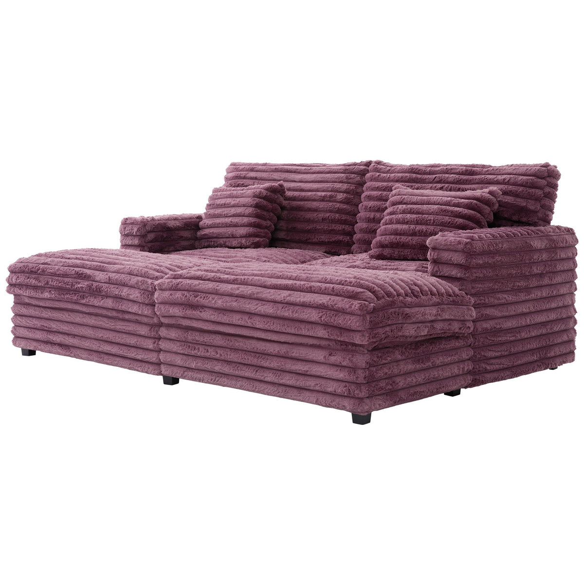 Oversized Double Chaise Lounge Sofa Bed With USB Ports And Cup Holders